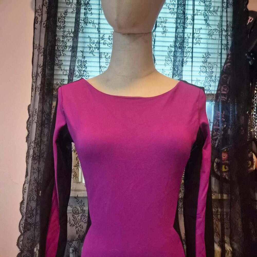 Amanda Uprichard Pink and Black Panel Bodycon Dress